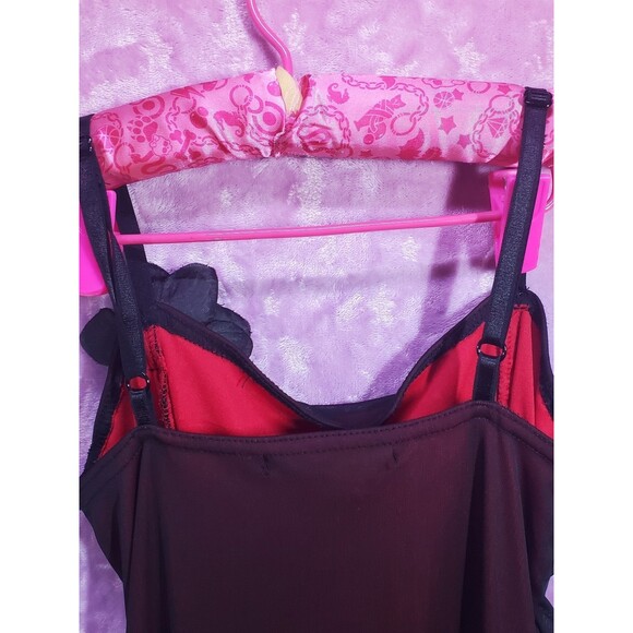 La Belle Dress Vintage Burgundy Frilly Ruffle Ruched Dance Prom Y2K Goth Flower - Picture 6 of 9